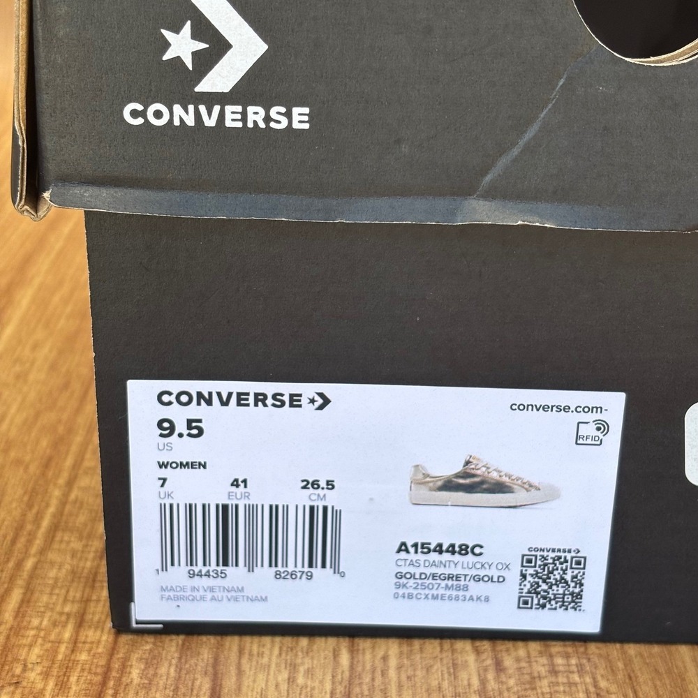 Converse CTAS Dainty Lucky Ox Womens 9.5 Gold Metallic Sneakers A15448C NEW - Picture 6 of 6
